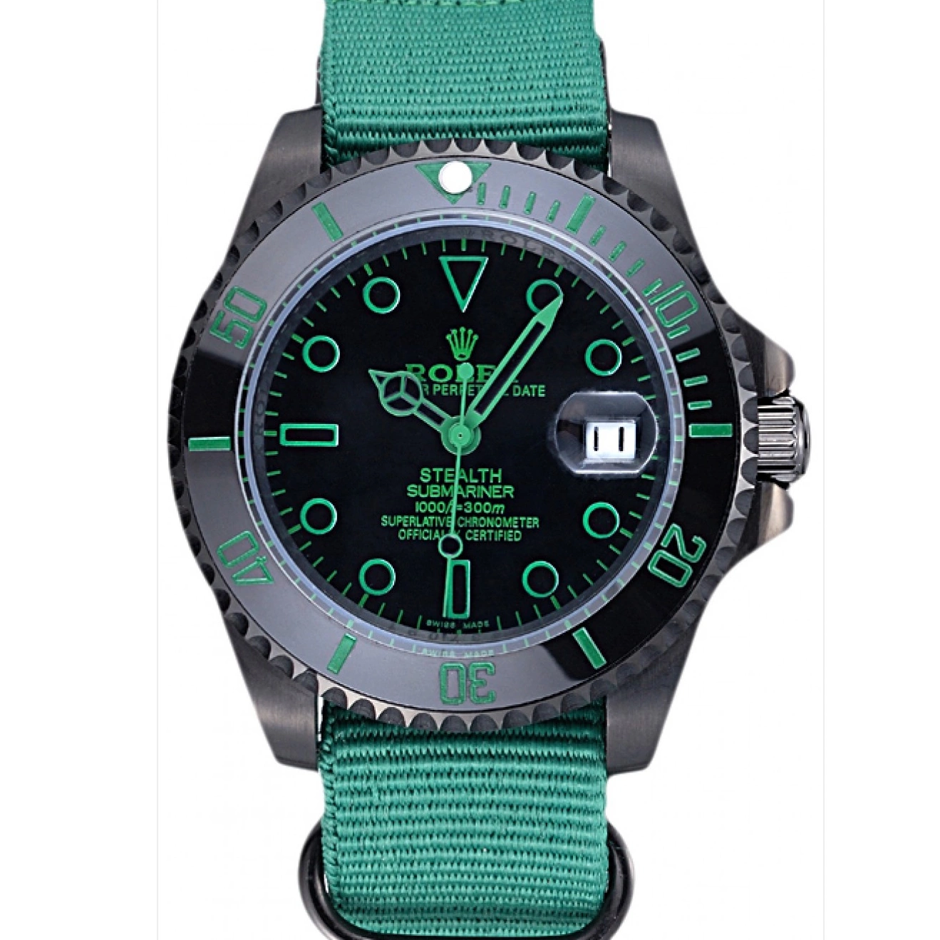 Aaa replica Rolex Submariner Stealth Strap 622009 Green Nylon 0815
